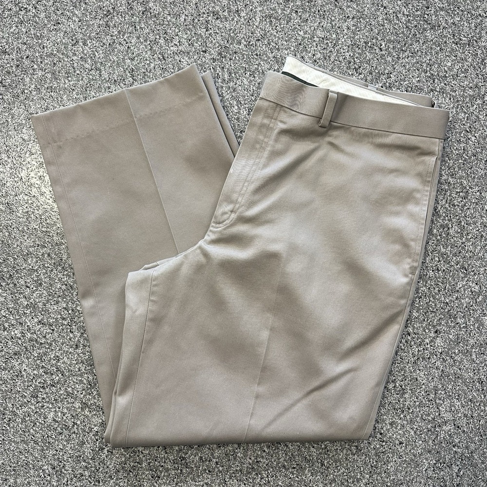 LL Bean Pants Mens 38x29 Natural Fit Flat Front Khaki Pant Cotton Beige